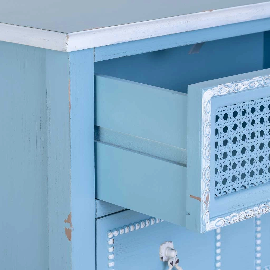 Cassettiera in legno laccato blu 56x36x119h cm
