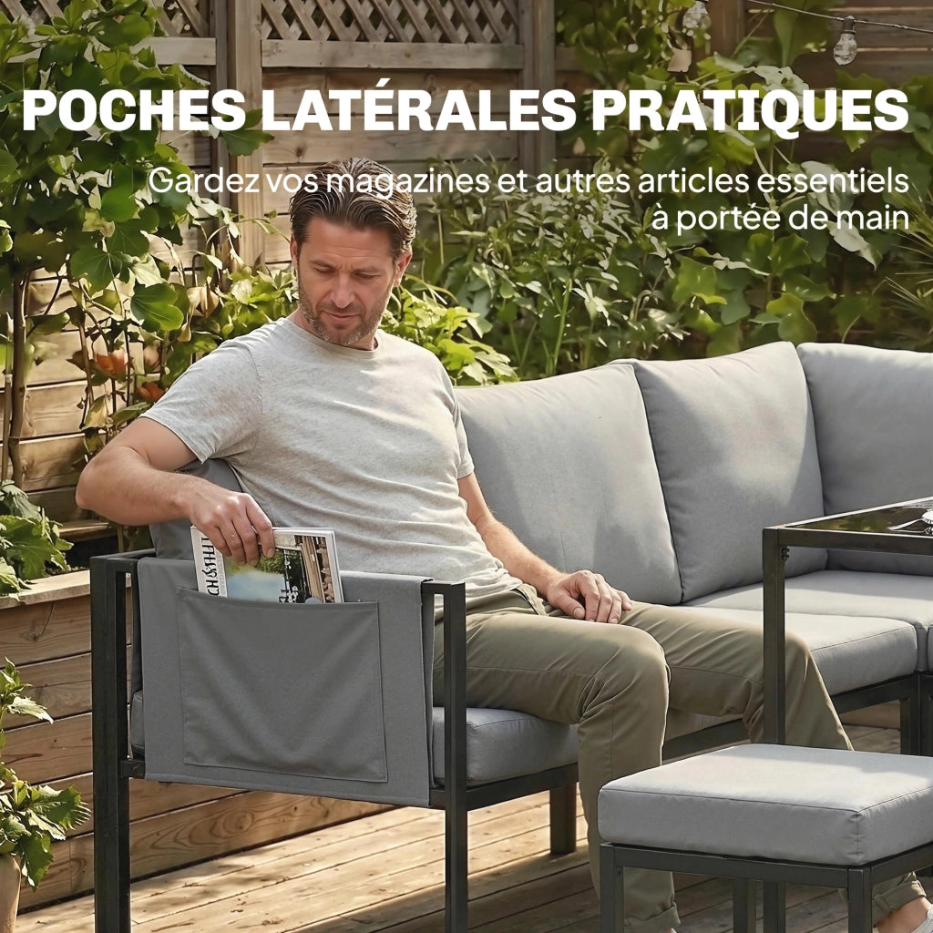 Divano Angolare Esterno Set da Giardino 6 Pezzi ¨C zephmum ¨C Grigio Polyrattan 10cm Cuscini