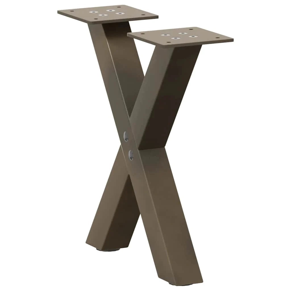 Set di 2 gambe per tavolino a forma di X 37 x 30 cm con piedini regolabili design moderno acciaio naturale 02_0057150