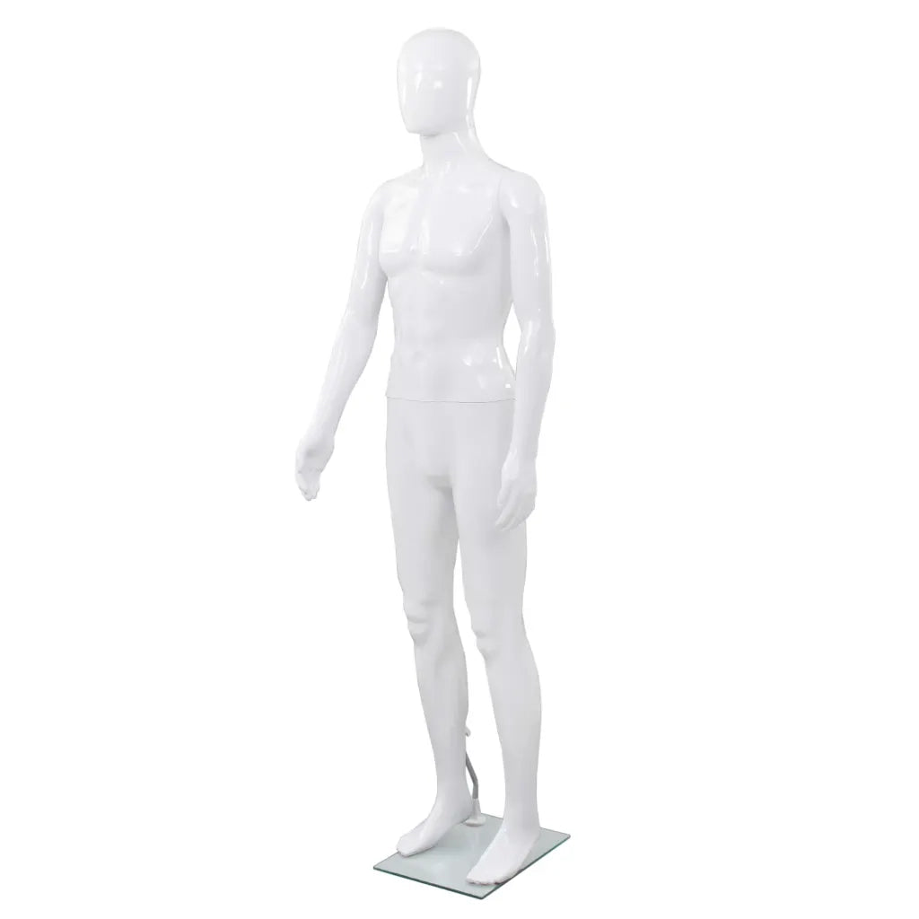 Manichino Uomo Figura Intera Base in Vetro 185 cm Bianco Lucido  cod mxl 71588