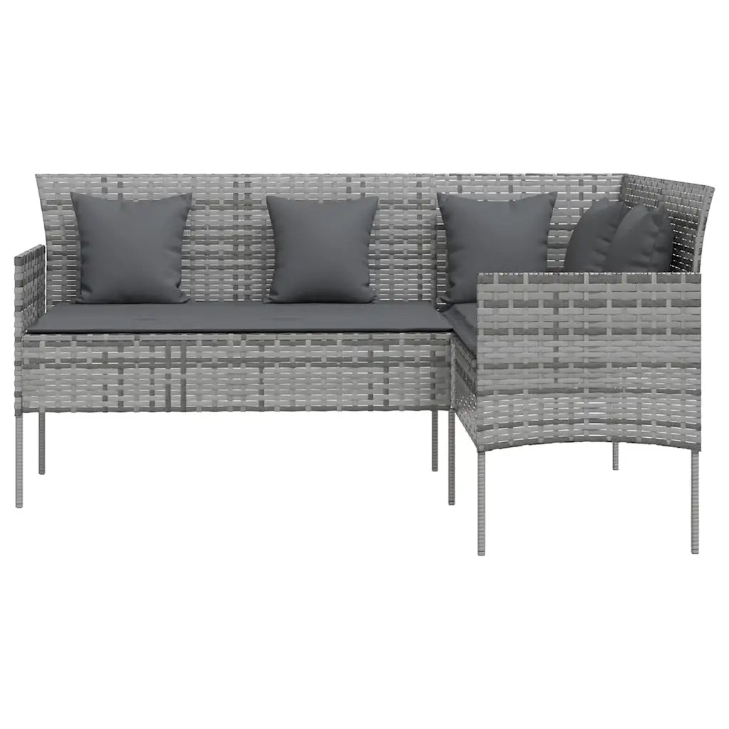 Set Divano a L con Cuscini 5 pz Grigio in Polyrattan 318579