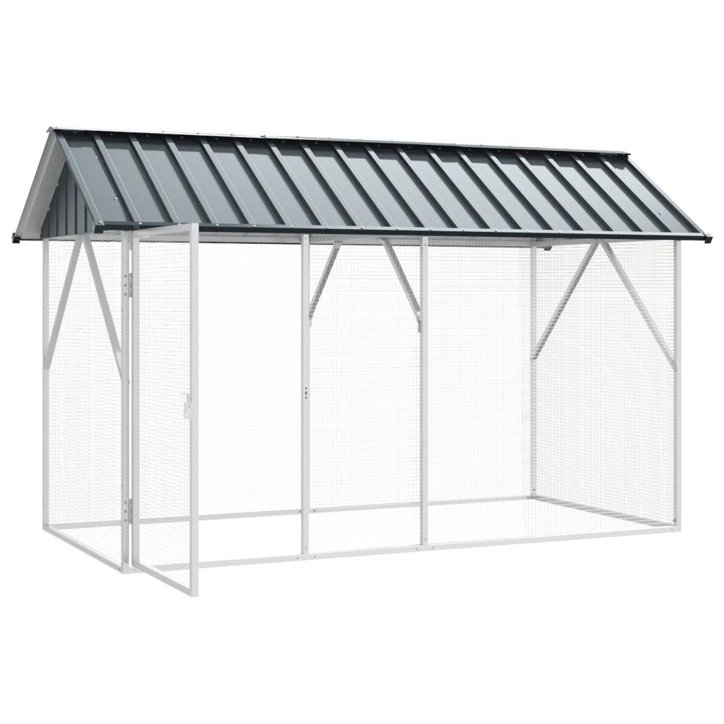 Voliera per Uccelli Antracite 112x227x141 cm Acciaio