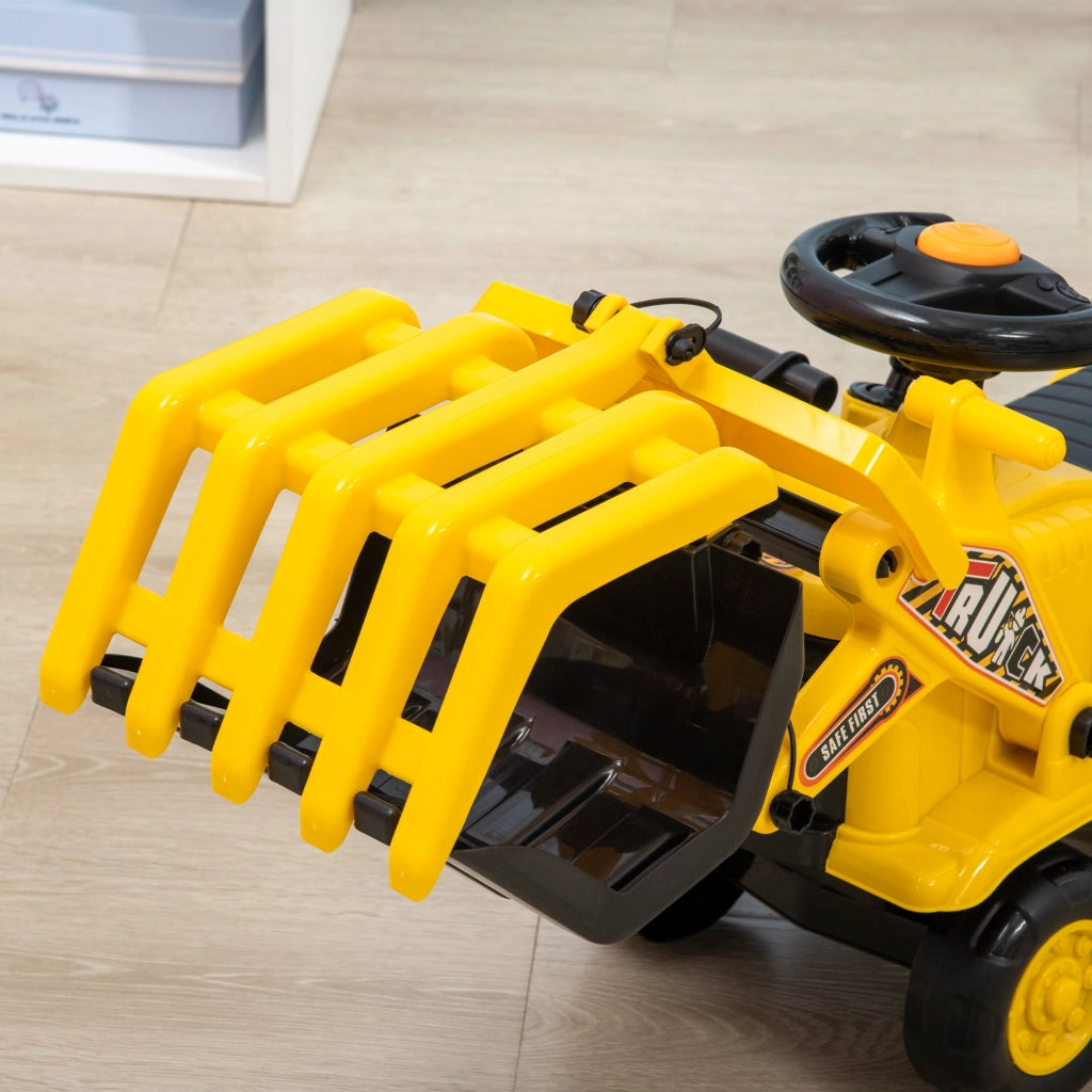 Escavatore Cavalcabile per Bambni 83x27x39 cm con Pinza Giallo e Nero
