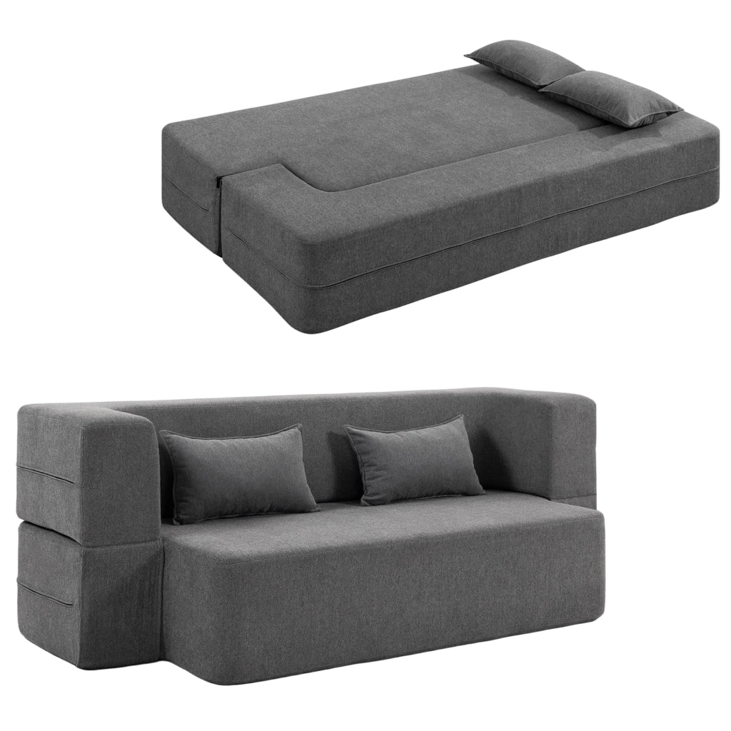 Divano letto 2 posti ¨C Zephmum ¨C Tessuto grigio