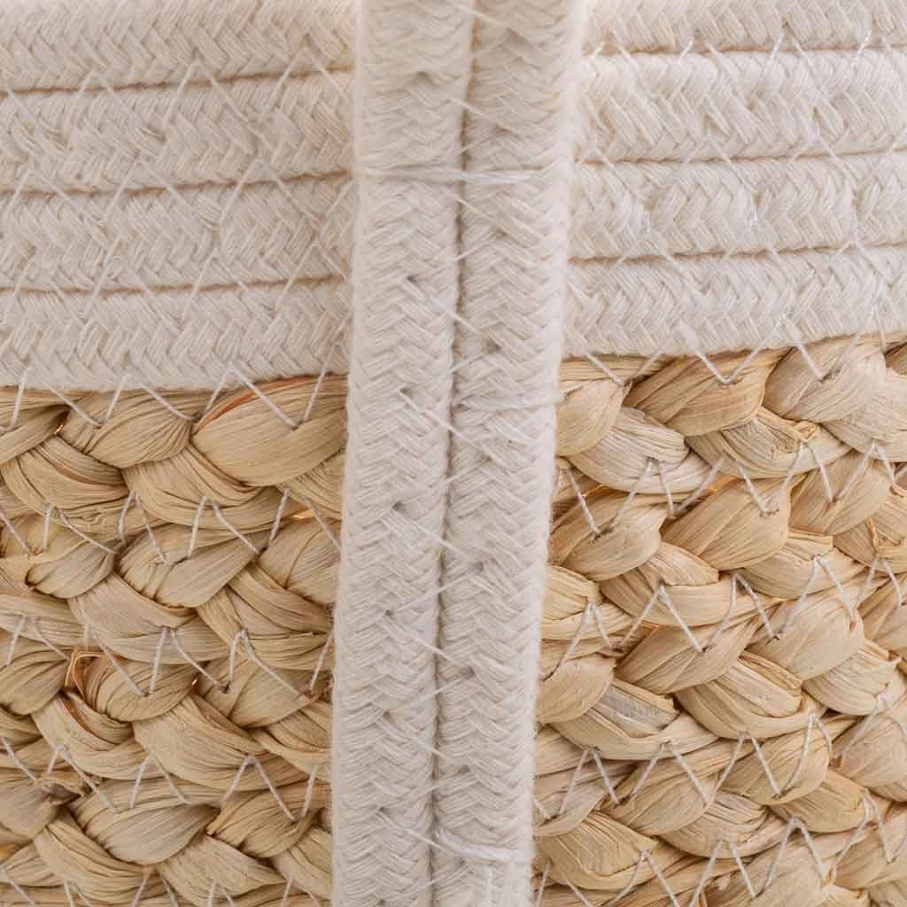 Cesto in corda intrecciata bianca 32x21x12h
