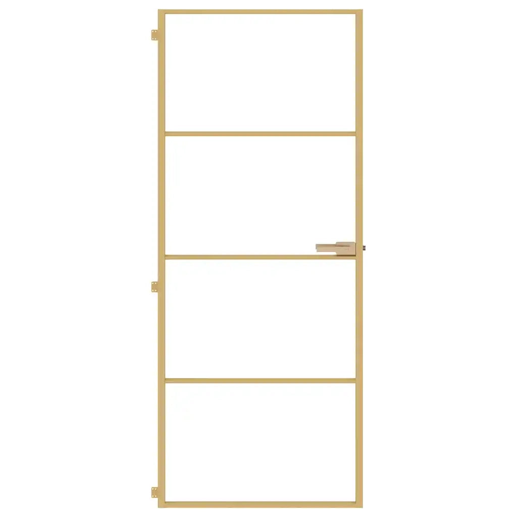 Porta Interni Sottile Oro 83x201,5cm Vetro Temperato Alluminio 155133