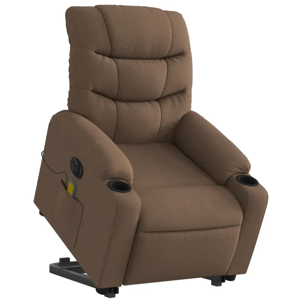 Poltrona Alzapersona Massaggiante Elettrica Marrone Tessuto 3206676