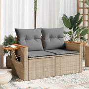 Divano da Giardino con Cuscini a 2 Posti-Sofa da Giardino-Divano da esterno Beige in Polyrattan 108404
