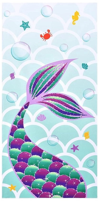 Asciugamano da spiaggia 3D sirena - Microfibra poliestere - Assorbe velocemente - Leggero - 75 x 150 cm - Adatto per campeggio/yoga - Asciugamano