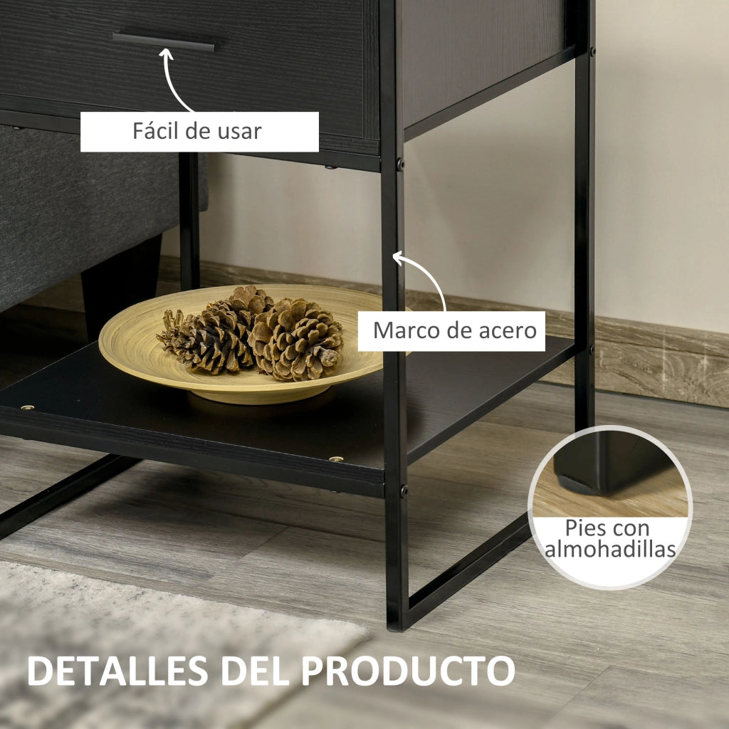 Comodino con cassetto e ripiano ¨C Zephmum ¨C 45x40x60 cm nero