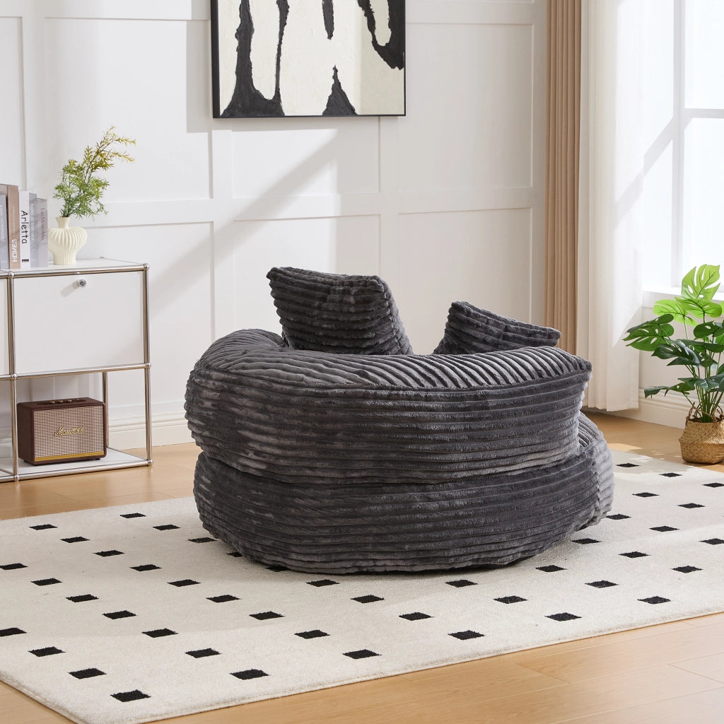 POLTRONA Sacca 108x108x52 cm in velluto a coste Grigio Scuro senza montaggio