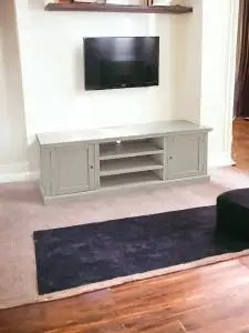 Mobile Porta tv Shabby chic bianco anticato 3 vani a giorno