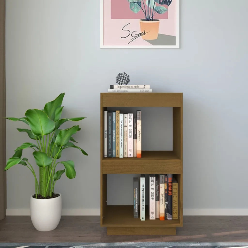 Libreria-Scaffale per Libri-Mobile di Stoccaggio Marrone Ambra 40x35x71 cm in Legno Massello di Pino