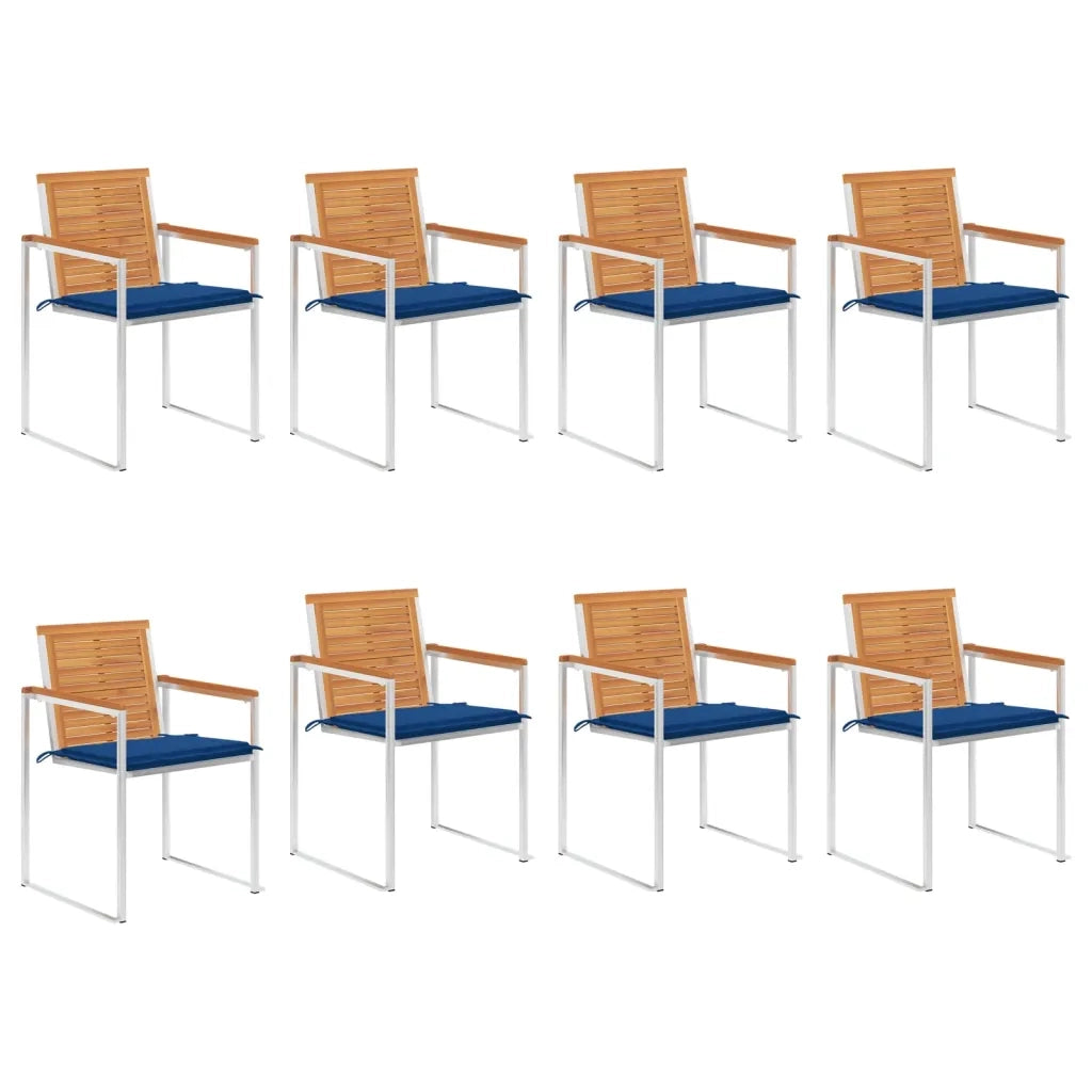 Sedie da Giardino con Cuscini 8 pz in Legno Massello di Acacia cod mxl 76314
