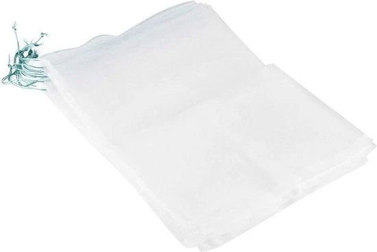 Borsa per semi e semi di fiori riutilizzabile con corda per portare a spalla, mesh in nylon, misura 45-30cm, 10 pezzi.