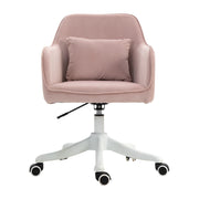 Sedia da ufficio ergonomica con massaggio a vibrazione USB e altezza regolabile in velluto rosa