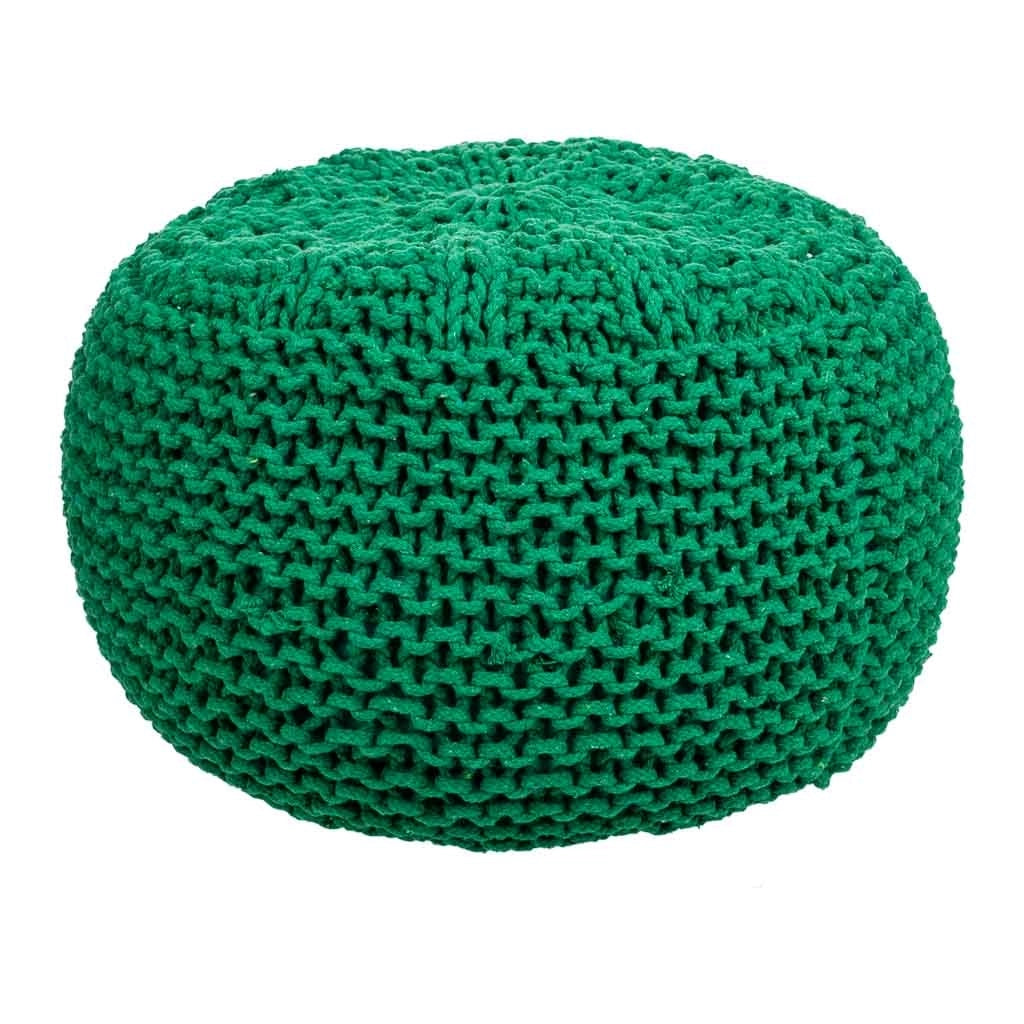 Puff de algodón trenzado verde 38x38x30