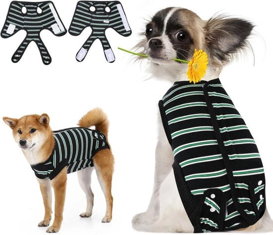 Abbigliamento per il recupero post chirurgico - Nero - Cuccioli maschi e femmine - Lesioni addominali malattie della pelle