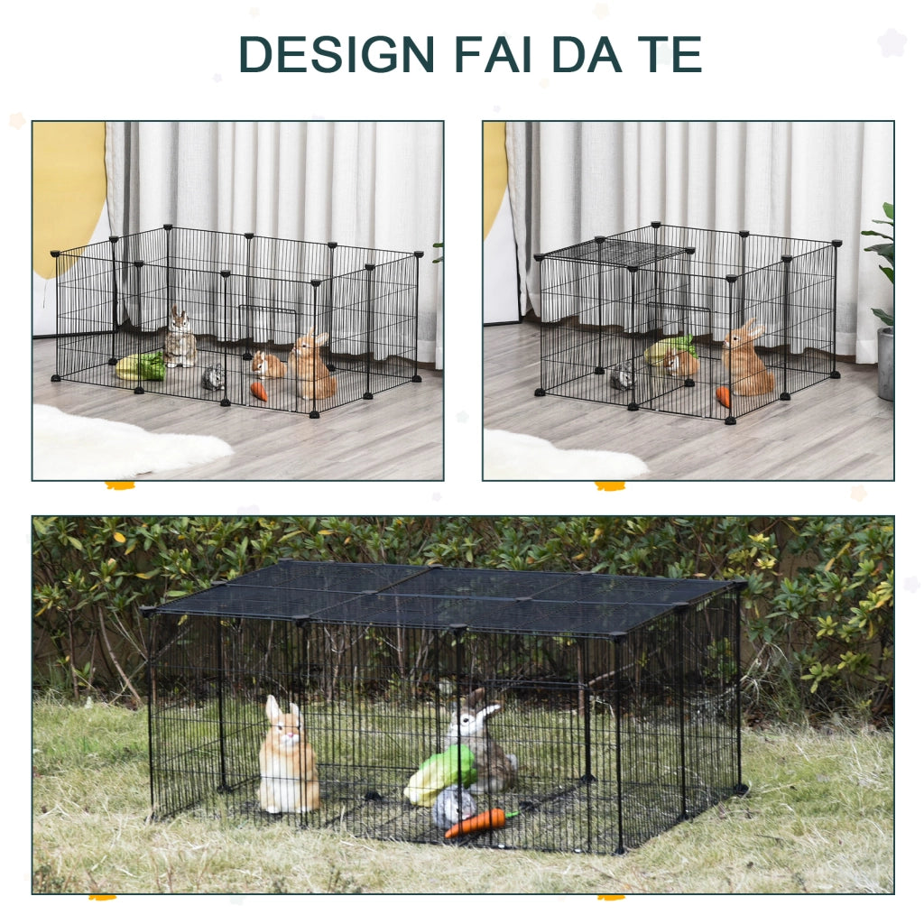 Gabbia per Conigli e Piccoli Animali ¨C zephmum ¨C Nero, Metallo, Modulabile, 105x70x45cm
