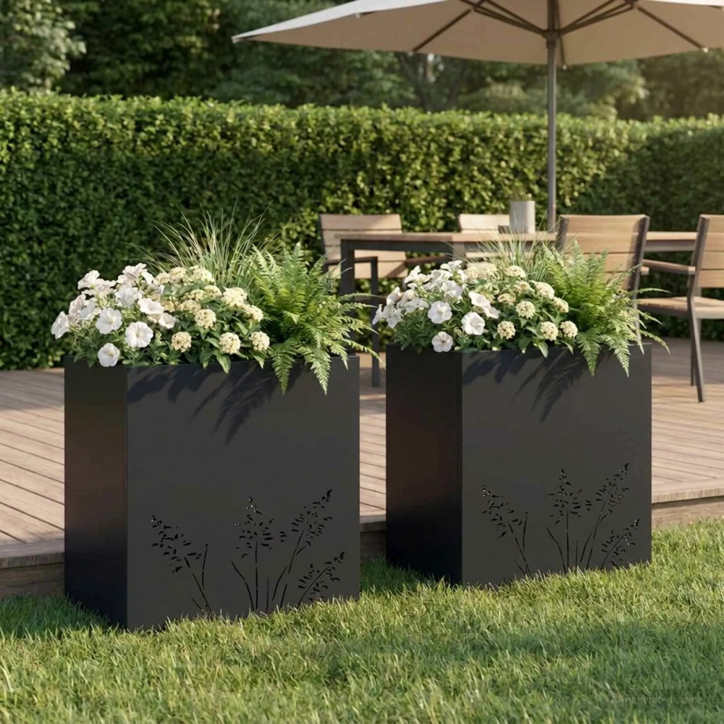 Vaso da giardino 2 pz Nero 50 x 30 x 49 cm 8005807