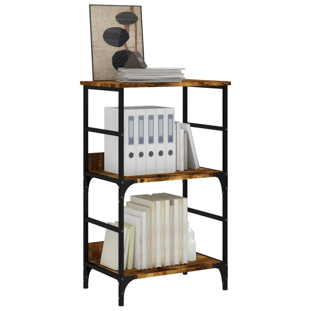 Libreria-Scaffale per Libri-Mobile di Stoccaggio Rovere Fumo 50x33x82 cm in Legno Multistrato