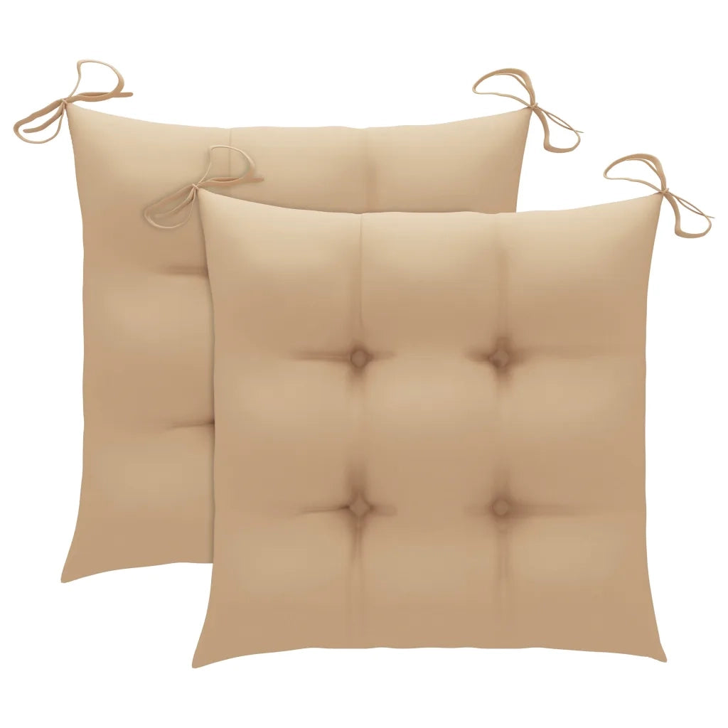 Sedie da Giardino 2 pz | Sedie da Esterno con Cuscini Beige Massello di Teak