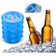 Trade Shop - Secchiello Per Ghiaccio Silicone 2in1 Forma Ghiaccio Cubetti Salvaspazio Porta Bibita -