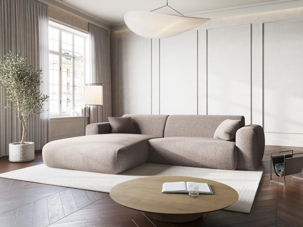 Cosmopolitan Design - Divano angolare sinistro "Nolio" 4 posti in ciniglia beige 
