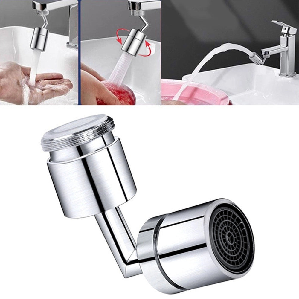 Trade Shop - Rubinetto Girevole 720° Filtro Aeratore Miscelatore Snodabile Acqua Cucina Bagno -