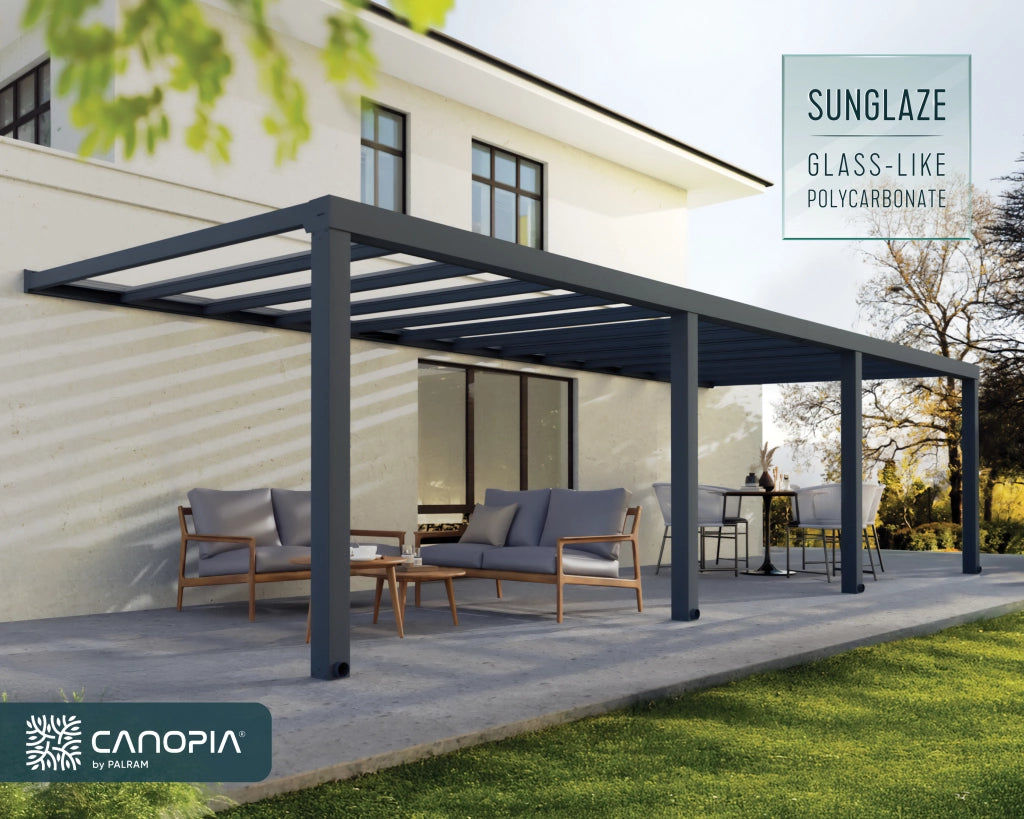 Pergola Addossata in Alluminio di Premium Stockholm 3.4X9.5 m Trasparente