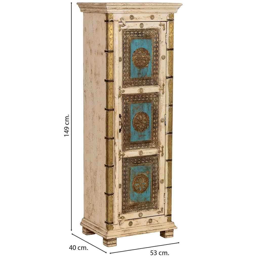 Armadio artigianale in legno bianco, 53x40x149h cm