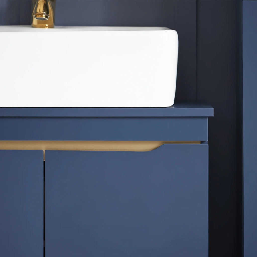 Mobile Sottolavabo Con 2 Ante Senza Lavandino Mobile Mobiletto Per Lavandino Bagno Blu, 60x30x59cm, BZR113-B SoBuy