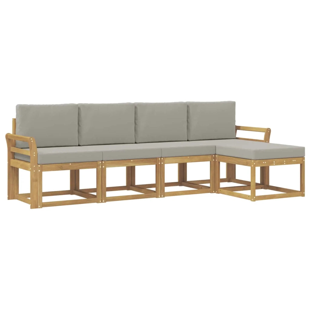 Set di divani da esterno 5 pcs Bianco e Grigio Chiaro 3387490