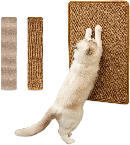 Pavimento da gatto a due pannelli autofissante, 100 x 30 cm, 60 x 30 cm, piastra da gatto per parete, piastra da gatto, piastrine da gatto, protezione per tappeti e divani, marrone