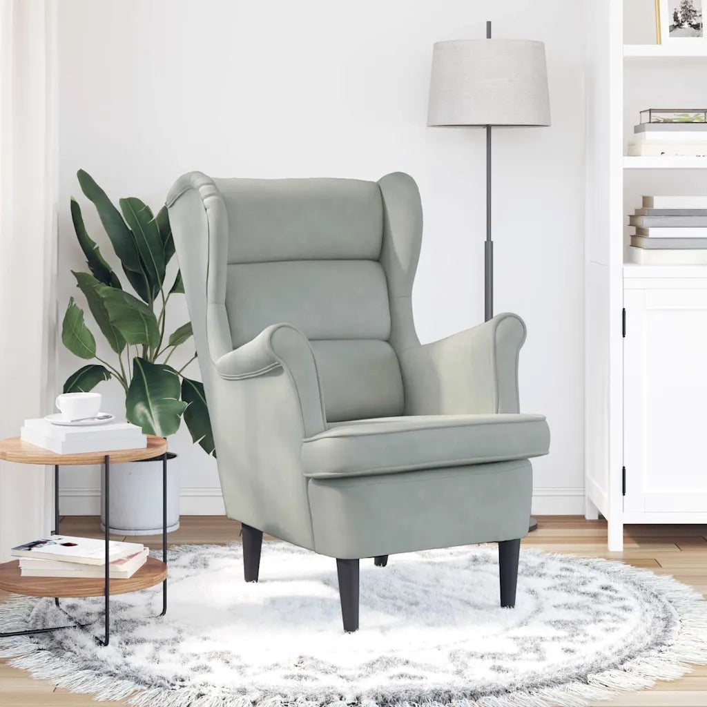 Poltrona-Divano Sedia-Poltroncina Grigio Chiaro Velluto 428336