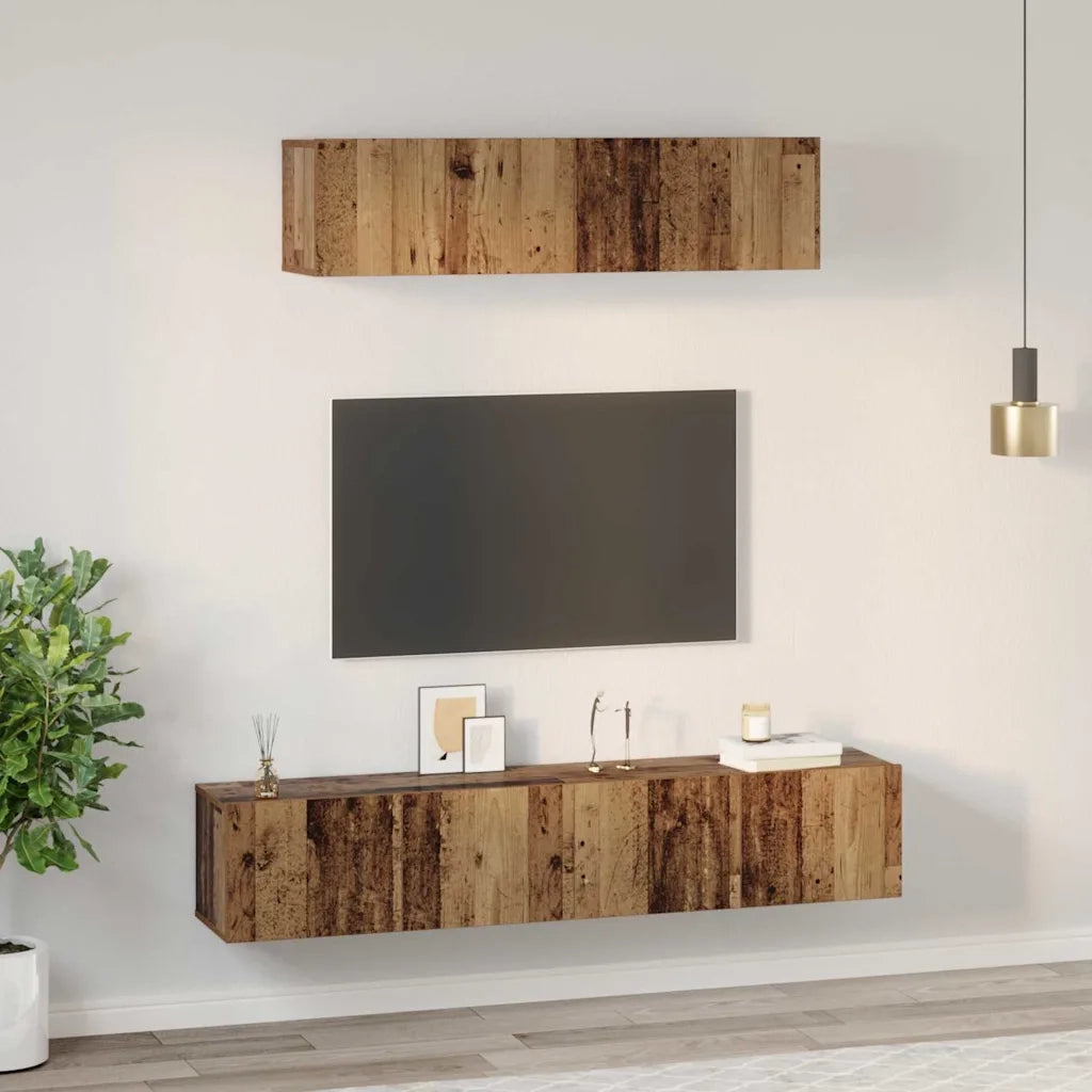 vidaXL Set di mobili TV 4 pcs Legno vecchio Media Legno multistrato