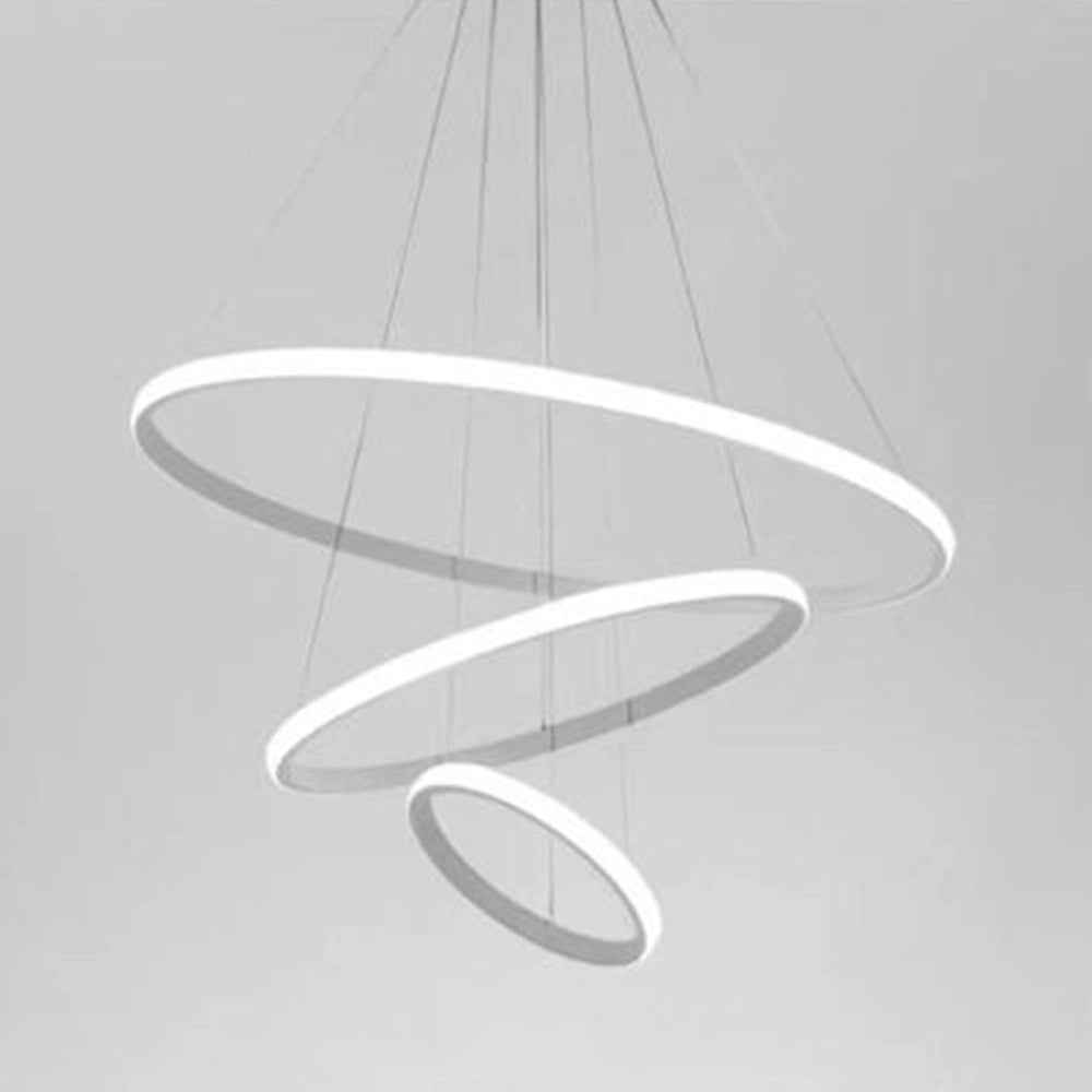 Trade Shop - Lampadario Sospeso Led 72w 3 Cerchi Pendente Rotondo Anelli Bianco Luce 6500k 50293 -
