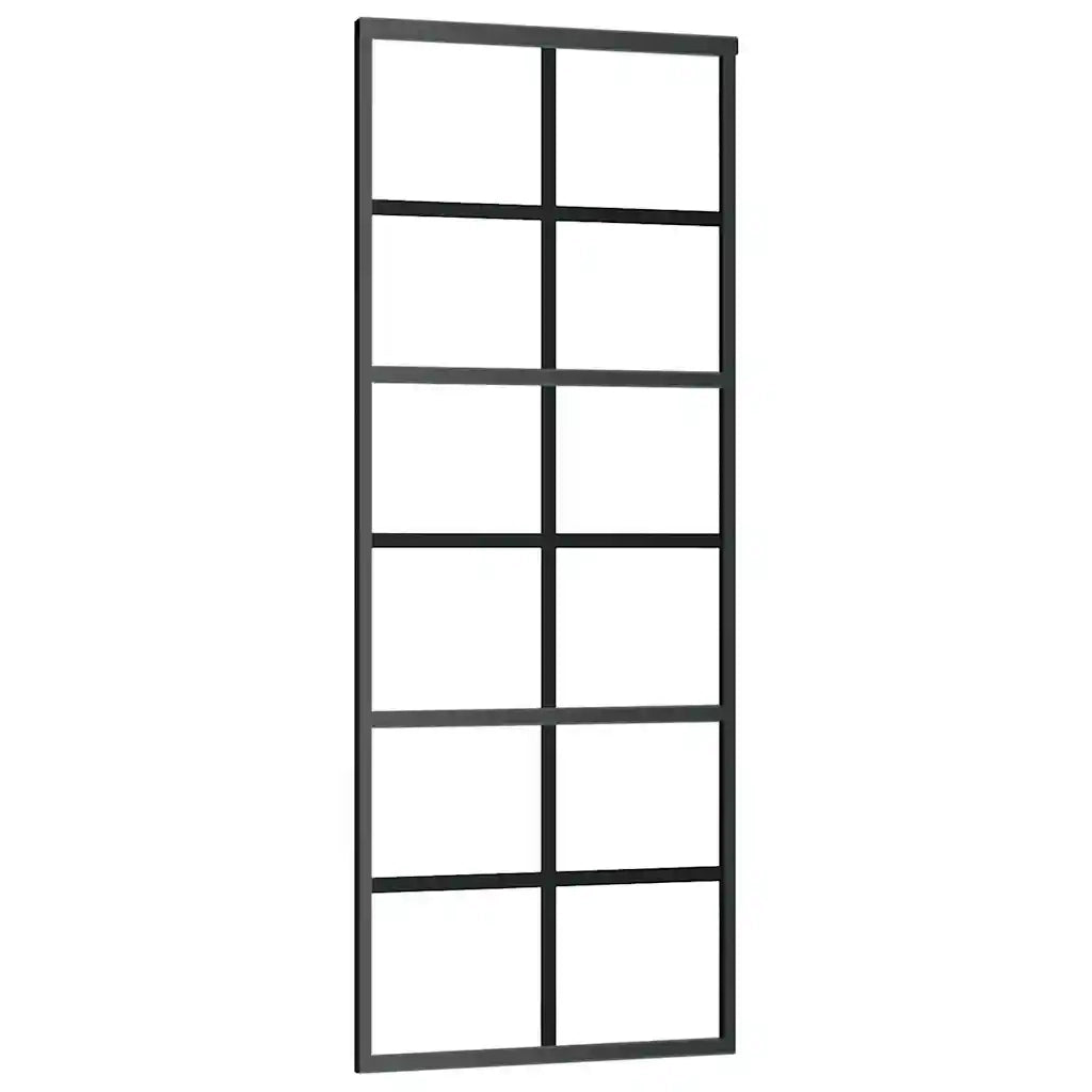 Porta Scorrevole con Ferramenta Nera 76x205 cm in Vetro ESG
