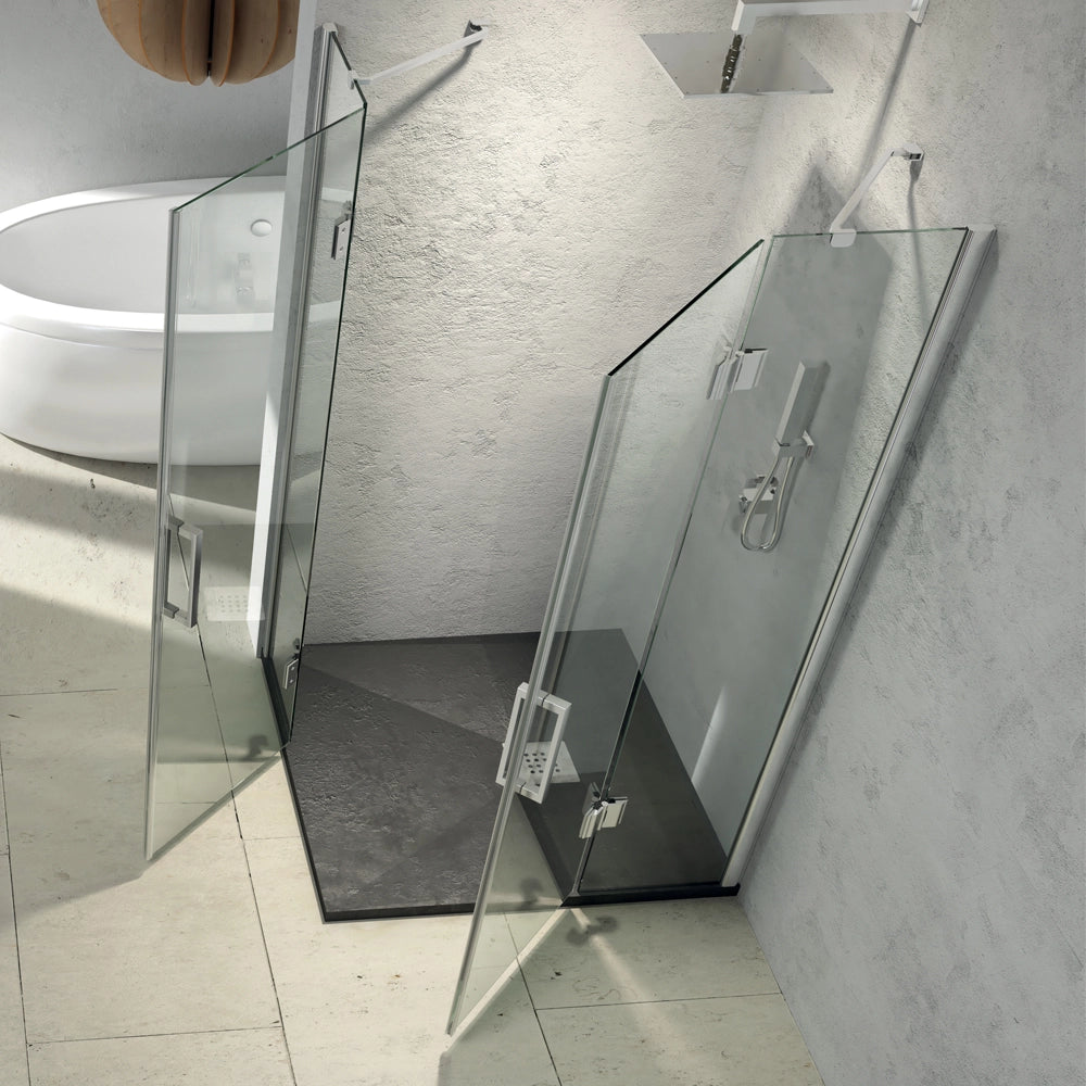Cabina doccia angolare giglio 2 ante cristallo 8 mm trasparente 80x80x195h