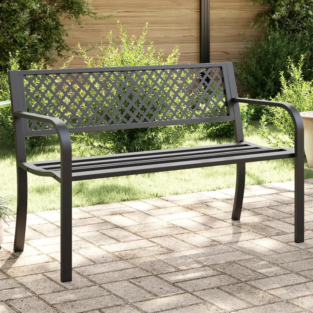 Panchina da Giardino | Panca da Giardino 119 cm Nera in Acciaio