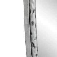Specchio retrò ovale con cornice in ferro, da parete per bagno, soggiorno, 65x3x100 cm, Argento