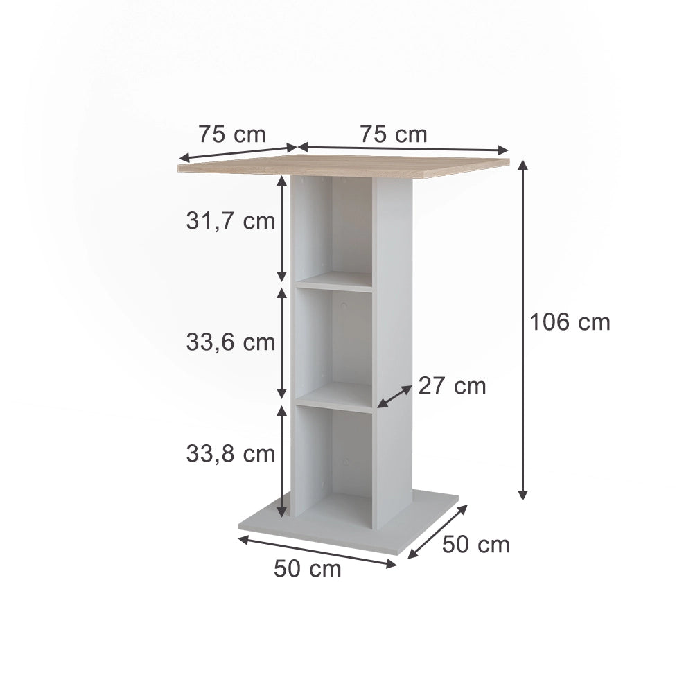 Vicco Tavolo da bar Bianco/Sonoma 75 x 75 cm