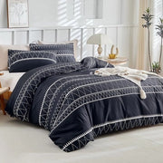 Set di coperte da letto 220x200 cm - 3 pezzi - Set di coperte da letto - Tessuto microfibra - Coperta da letto e cuscini - Disegno a strisce eleganti - Leggero e respirante - Set di coperte da letto
