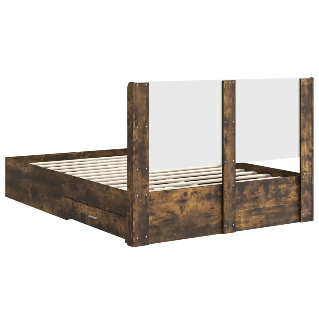 Struttura del letto con stoccaggio e testata Rovere Fumo 3414105