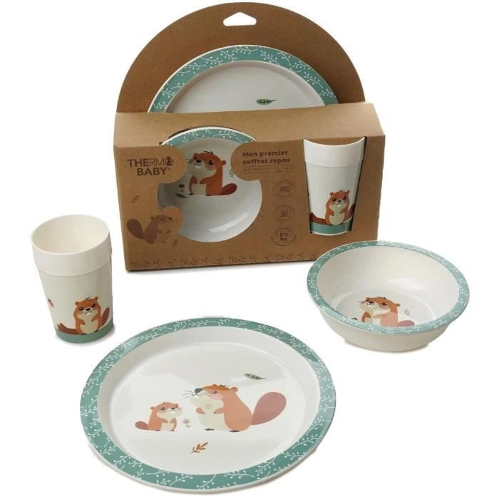 Il mio primo set per pasti al microonde - THERMOBABY - Castor - Piatto, ciotola, tazza