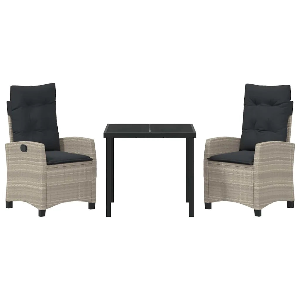 Set da Pranzo per Giardino 3 pcs Grigio chiaro polyrattan 3380407