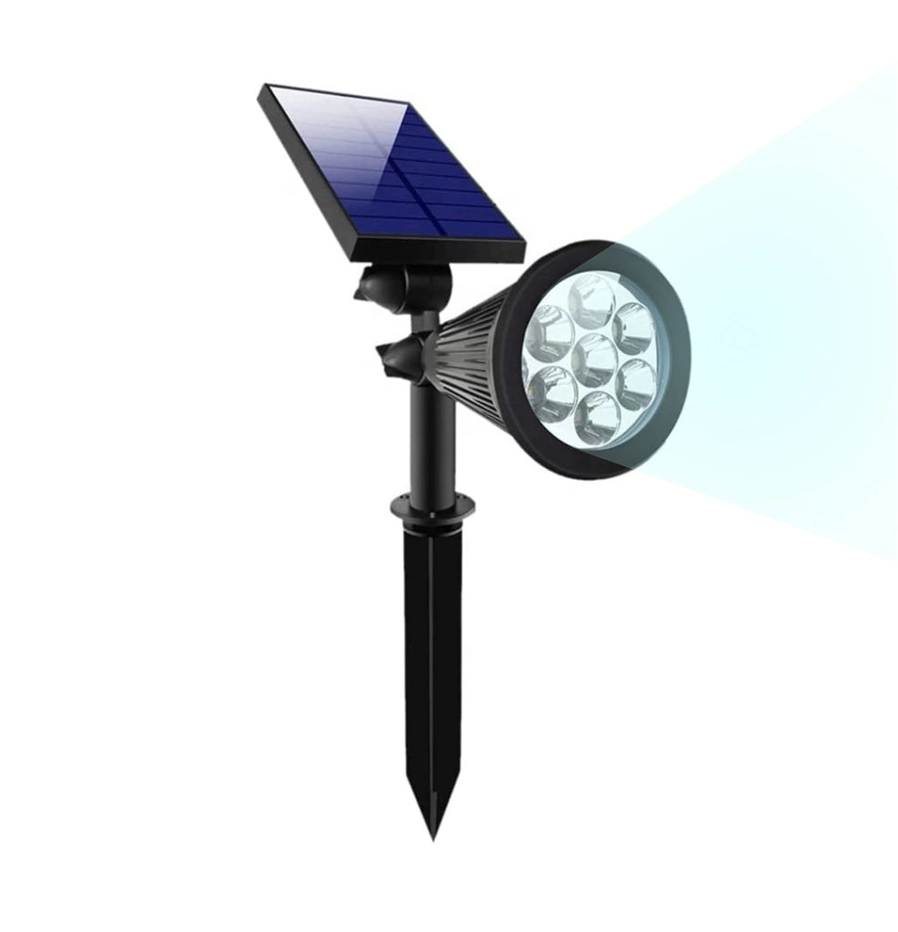 Faro Faretto Da Giardino Picchetto con Pannello Solare Crepuscolare con 7 LED