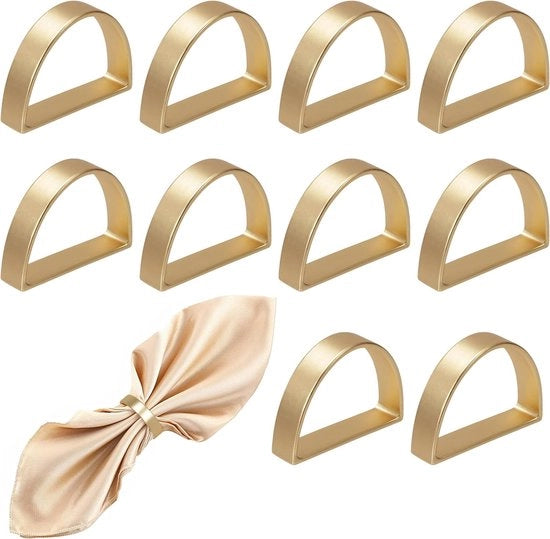 Servetringhe decorative, eleganti servetringhe a forma semicircolare, servetringhe in metallo, decorazione da tavola per Natale, 4,8 x 3,3 cm, 10 pezzi (oro)