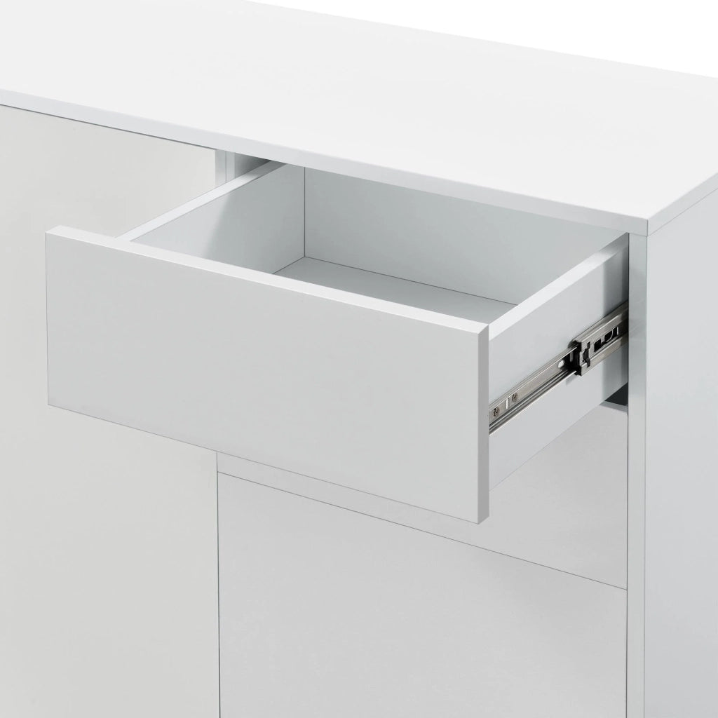 Credenza cassettiera pratico mobile contenitore con 2 cassetti 3 ante 117 cm bianco opaco 03_0005047