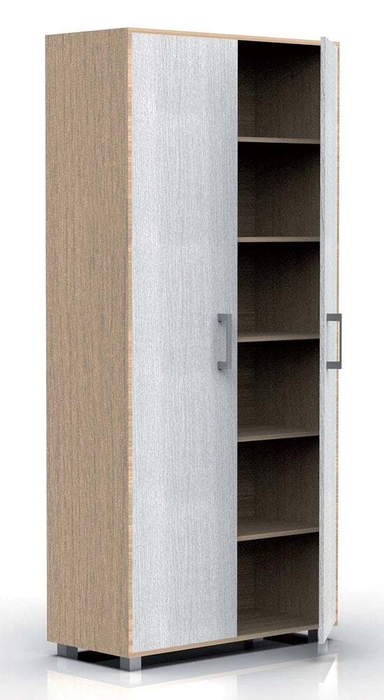 Mobile Scarpiera Alta Mars4 con 6 Piani in Rovere Nordico e Bianco Alpes o Rovere
